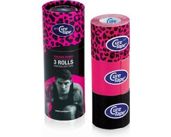 My CureTape® Panther Power, koker met 3 rollen - Leopard, pink en zwart - Kinesiotape - FysioTape