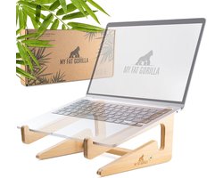 MY FAT GORILLA Laptop Standaard van Bamboe | Ergonomische Laptopstandaard Compatibel met 10-15 inch Notebook | Universele Laptop Houder voor Bureau | Laptop Stand van Hout Verticaal | Laptoptafel | Laptop Verhoger
