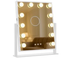 My Green Deal - Hollywood Spiegel met Verlichting Wit - Make Up Spiegel met Verlichting - 5x Vergroting Scheerspiegel - 40x30cm - Kapspiegel - Vanity Spiegel