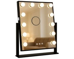 My Green Deal - Hollywood Spiegel met Verlichting Zwart - Make Up Spiegel met Verlichting - 5x Vergroting Scheerspiegel - 40x30cm - Kapspiegel - Vanity Spiegel