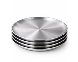 My Green Deal – Luxe Grote RVS Borden Set (4-delig) – Ø 26 cm - Roestvrijstalen Dinerborden – Duurzaam & Hygiënisch Servies voor Stijlvol Tafelen