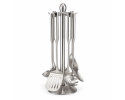 My Green Deal - RVS Keukengerei Set 7-delig – Keukenhulpset met RVS Spatel, Soeplepel, en 360° Keukengerei Houder