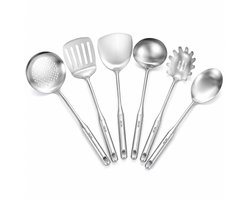 My Green Deal - RVS Keukenhulpset 6-delig – Lepels & Spatels Set – Premium verzwaard 304 RVS – Hittebestendig & Vaatwasserbestendig