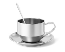 My Green Deal – RVS Koffiekop met Schotel & Lepel – Roestvrijstalen Koffiemok / Theekop – Duurzame Luxe Set voor Koffie & Cappuccino