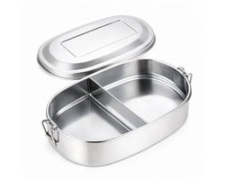 My Green Deal - RVS Lunchbox Ovaal 500 ml – 2 Compartimenten – Lunchbox RVS – Snackbox / Broodtrommel – Duurzaam & Lekvrij