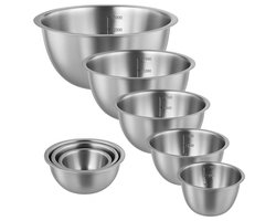 My Green Deal – RVS Mengkommen Set 5-delig – Roestvrijstalen Kommen met Maatverdeling – Duurzame Mengkommen voor Bakken & Koken