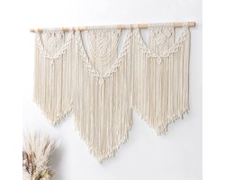 My Ninki ® Boheemse Macramé Wanddecoratie met Uniek Geweven Patroon en Kwastjes voor Slaapkamer of Woonkamer