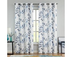 My Ninki ® Elegante Halftransparante Gordijnen met Bloemen- en Bladerenpatroon voor Stijlvolle Interieurs