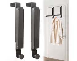 My Ninki ® Inklapbare Deurkapstok Met Verstelbare Haken Voor Kleding, Jassen En Handdoeken - Set Van 2 Stuks