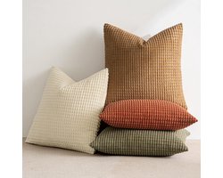 My Ninki ® Kussenhoezen Set van 4 in Corduroy voor Woonkamer, Slaapkamer, Kantoor, 50x50 cm, Diverse Kleuren