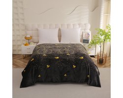 My Ninki ® Pluizige Warme Winterdeken met Gouden Vlinders voor Slaapkamer en Woonkamer Decoratie