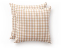 My Ninki ® Set van 2 Luxe Zacht Geruite Kussenhoezen 45x45 cm voor Binnen en Buiten