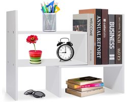 My Ninki ® Verstelbaar Wit Compact Boekenkastje en Bureau Organizer voor Thuis en Kantoor