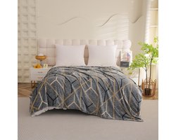 My Ninki ® Warme en Zachte Geometrische Fleece Deken voor Winterse Gezelligheid en Stijlvolle Woonkamerdecoratie
