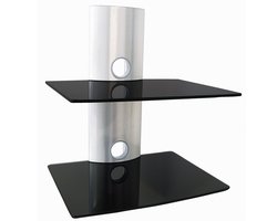 My Wall muurbeugel met 2 planken voor A/V apparaten / zwart/zilver