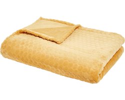 MYC Home Linens - Topo - Hoge kwaliteit zijdezachte plaid - Geel/goud - 150x200cm