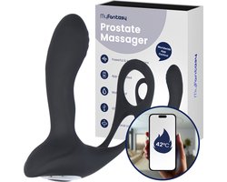 MyFantasy Prostaat Stimulator met Cockring – 42°C – Bestuurbaar met de app – Prostaat Vibrator – Sex Toys voor Mannen & Koppels - Anaal Vibrator - Anale Speeltjes voor Mannen - Kamasutra - Vibrerende Buttplug Dildo - Zwart - Valentijn Cadeautje