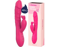 MyFantasy® Stotende Rabbit Vibrator - Verwarmbaar - Pulsing Clitoris en G-spot Stimulator - Vibrators voor Vrouwen Realistisch - Sex Toys voor Koppels - Kamasutra - Tarzan Vibrator Dildo - Roze - Valentijn Cadeautje voor haar