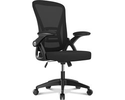 Mygroot - Bureaustoel - Ergonomische Stoel - Fauteuil met 90° opklapbare armleuning - Lendensteun - In hoogte verstelbaar - Zwart