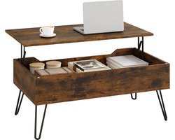 Mygroot - In hoogte verstelbare salontafel - Uitschuifbare tafel - Houten banktafel - Verborgen opbergruimte - Kantoor-woonkamermeubilair.