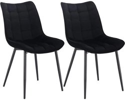 Mygroot - Luxe Eetkamerstoelen - Zwart - Set van 2 Met armleuning - Fluweel - Velvet stoel - Eetkamerstoel - Kuipstoel - Industriële - Woonkamerstoelen Nieuw Collectie!
