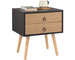 Mygroot - Nachtkasje - 1 stuks - Grijze Nachtkastjes met 2 Laden - Nachtkastje - Moderne Koffie Thee - Opbergkast - Houten Poten - Thuis - Slaapkamer Meubels.