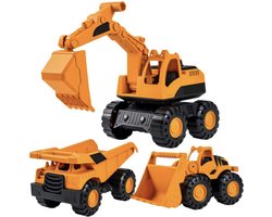 Myka's Speelgoedvoertuigen Graafmachine, Bulldozer & Kiepwagen - Speelgoed - Kinderspeelgoed
