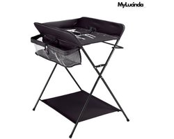 Mylucinda® Draagbare Babyverschoontafel – Opvouwbare Commode Met 3 Verstelbare Hoogtes – Luieropbergvak – 15 kg – Zwart