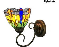 MyLucinda® - LED Wandlamp Glas in Lood - Multicolor Vintage Sfeerlamp - 60W - Unieke Decoratie voor Woonkamer en Slaapkamer