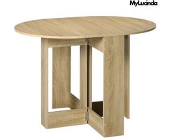 Mylucinda® Opvouwbare Eettafel – Voor 1-2 Personen – Tafel Met 2 Inklapbare Vleugels – 104x76x74 cm – Gemaakt Van Eikenhout