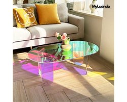 Mylucinda® Salontafel Van Acryl – 95x50x35 cm – Kleurrijke, Moderne Bijzettafel – Geschikt Voor Woonkamer Of Slaapkamer