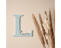 MyNomini - Naambordje kinderkamer gepersonaliseerd met naam - Baby Blauw/Wit