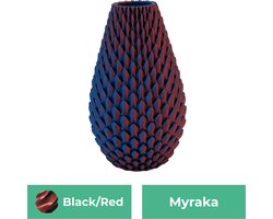Myraka - Black/Red - 25CM - 3D geprinte vaas - Duurzaam PLA - Geschikt voor kunstbloemen