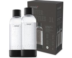 Mysoda - Set van 2 herbruikbare flessen van 1 liter - zwart- Geschikt voor Mysoda apparaten