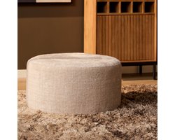 MySofa Hocker Cremona - Rond Beige Stof - 60x60x32cm