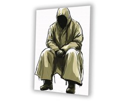 Mysterieus silhouet in groene jas - Eenzaamheid canvaskunst - Wanddecoratie canvas persoon - Digital Art - Woonkamer decoratie industrieel - Muurdecoratie - canvas 50x70 cm