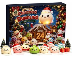 Mystery Dumpling Adventskalender 2026 - Kerstmis cadeau - Fidget Squishy Adventskalender - Kerstmis aftellen – 24 Squishies & Verrassingen - Stressverlichtend - Verrassingen - kerstadventskalender - verrassingscadeau - TENGYIF®