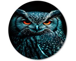 Mystieke uil met intense ogen - Uil muurcirkels - Wandobject rond ogen - Hyperrealisme - Forex cirkels aan de muur - Wanddecor accessoires - Muurcirkel forex 90x90 cm