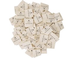 Naai-etiketten - 100 stuks - handgemaakte labels - Decoratieve labels - naaibare kostuums- kleding- doe-het-zelf brei- en naaiprojecten - versieringen 2*4cm