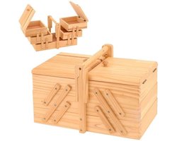 Naaidoos Houten 30x16x20 cm - Naaibox - Naaigaren Opbergbox - Opbergdoos - Organizer Naai Spullen