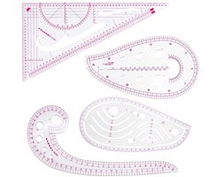 Naaien liniaal set - 4 stuks - veelzijdige naaigereedschappen voor kleermakers