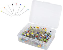 Naainaalden met glazen kop - 250 stuks - 38 mm - Kleurrijk - Kleermakerspelden - Quilten - DIY