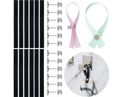 Naaivrije Hangers - Ophanglussen Textiel - Handdoeken Ophangen - Zonder Naaien Bevestigen - 180x12mm Lussen - Zwart