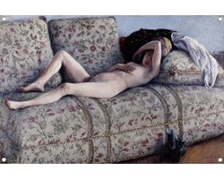 Naakt op een sofa - Gustave Caillebotte poster - Naaktheid posters - Tuinposter Oude meesters - Muurdecoratie tuin - Poster tuin - Tuin decoratie voor buiten tuinposter 120x80 cm