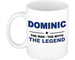 Naam cadeau Dominic - The man, The myth the legend koffie mok / beker 300 ml - naam/namen mokken - Cadeau voor o.a verjaardag/ vaderdag/ pensioen/ geslaagd/ bedankt