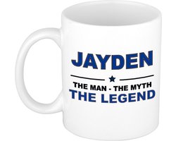 Naam cadeau Jayden - The man, The myth the legend koffie mok / beker 300 ml - naam/namen mokken - Cadeau voor o.a verjaardag/ vaderdag/ pensioen/ geslaagd/ bedankt