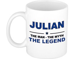 Naam cadeau Julian - The man, The myth the legend koffie mok / beker 300 ml - naam/namen mokken - Cadeau voor o.a verjaardag/ vaderdag/ pensioen/ geslaagd/ bedankt