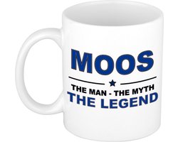 Naam cadeau Moos - The man, The myth the legend koffie mok / beker 300 ml - naam/namen mokken - Cadeau voor o.a verjaardag/ vaderdag/ pensioen/ geslaagd/ bedankt