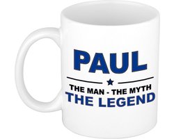 Naam cadeau Paul - The man, The myth the legend koffie mok / beker 300 ml - naam/namen mokken - Cadeau voor o.a verjaardag/ vaderdag/ pensioen/ geslaagd/ bedankt