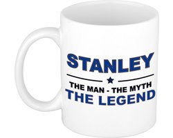 Naam cadeau Stanley - The man, The myth the legend koffie mok / beker 300 ml - naam/namen mokken - Cadeau voor o.a verjaardag/ vaderdag/ pensioen/ geslaagd/ bedankt
